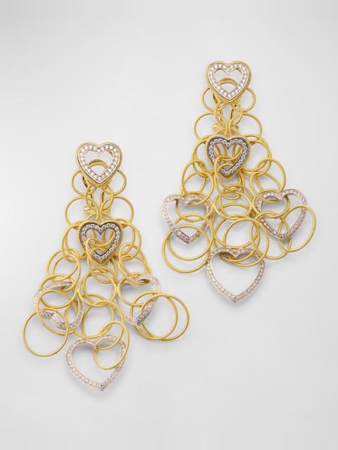 Buccellati Hawaii 18K Yellow Gold Pendant Earrings with Diamond Hearts