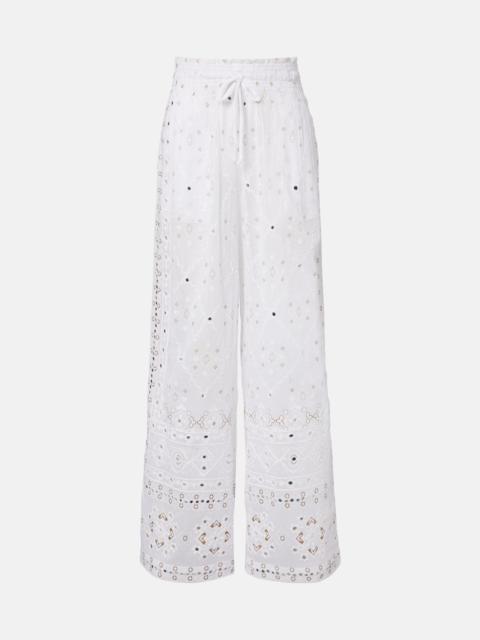 juliet dunn Embellished cotton wide-leg pants