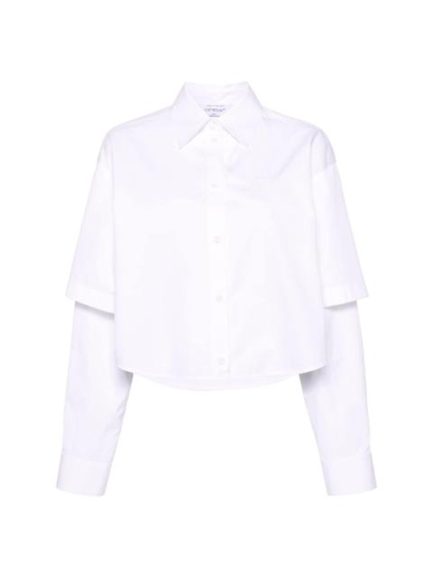 Off-White logo-embroidery layered cotton shirt
