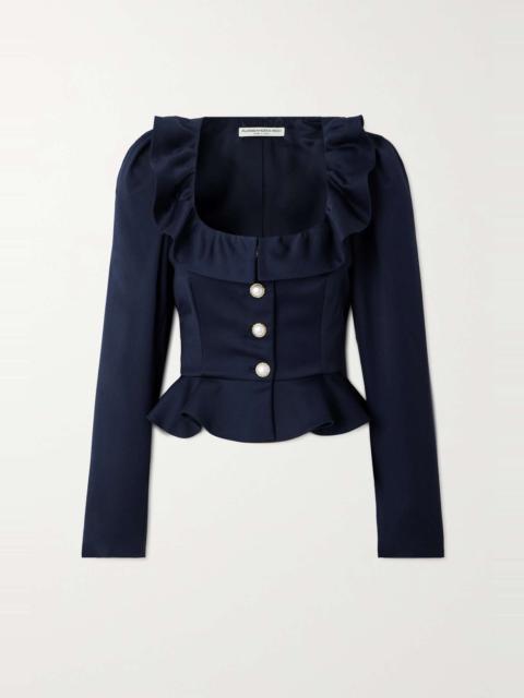 Alessandra Rich Embellished ruffled cropped wool-crepe jacket