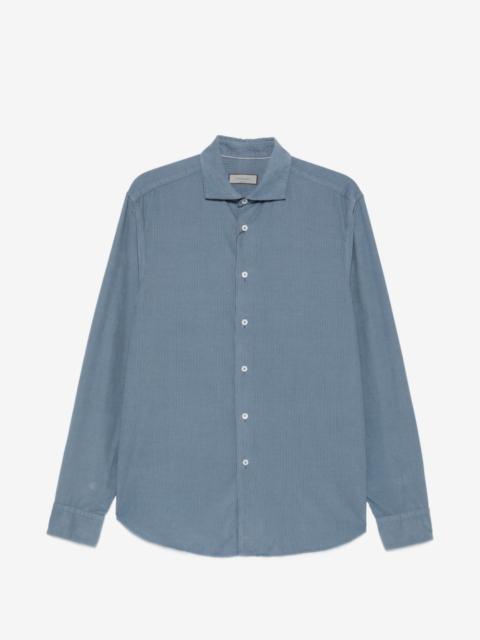 Canali corduroy-texture long-sleeve shirt