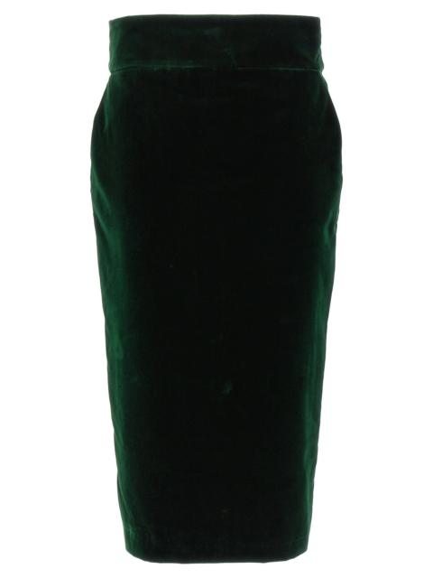 ALEXANDRE VAUTHIER Velvet Midi Skirt Skirts Green