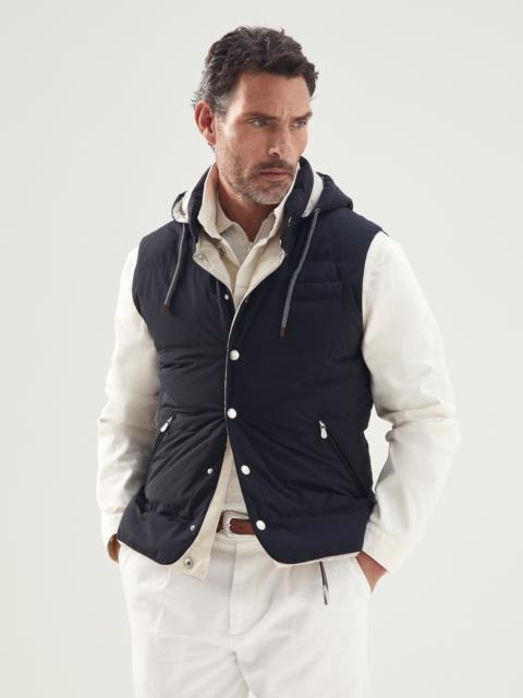 Brunello Cucinelli Bonded nylon down vest with detachable hood