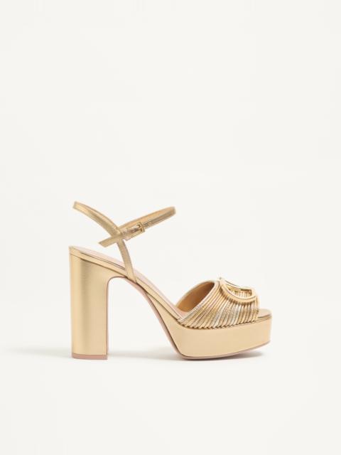 Valentino VLOGO SIGNATURE METALLIC PLATFORM SANDAL WITH CORNELY EMBROIDERY 115MM