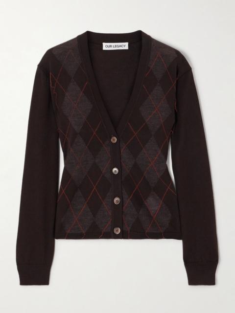 Our Legacy Ivy argyle wool cardigan Brown