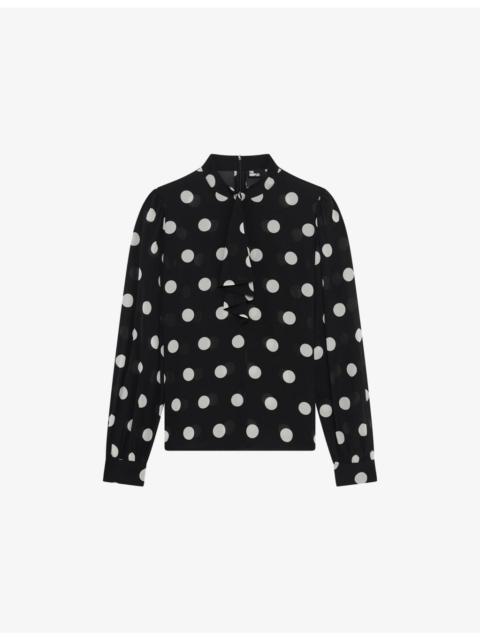 The Kooples Polka-Dot Long-Sleeve Silk-Blend Blouse