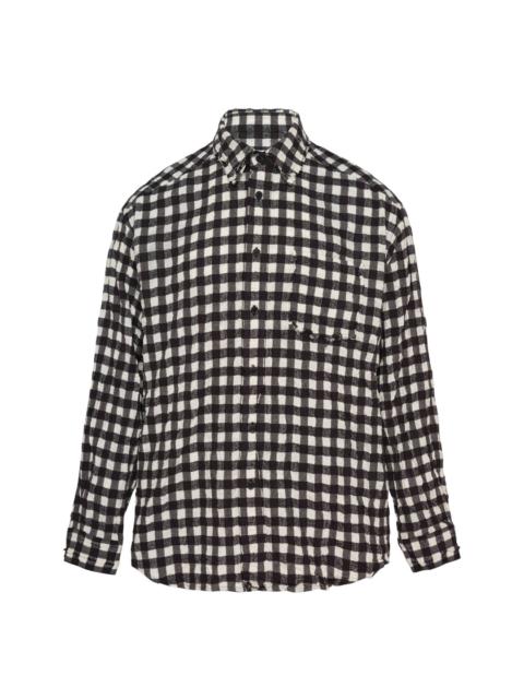 SOLID HOMME Long Sleeve Crinkled Check Shirt