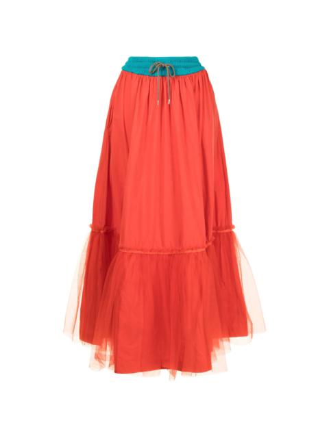 Kolor drawstring flared maxi skirt