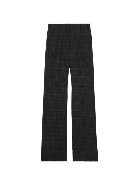 check wool tailored trousers