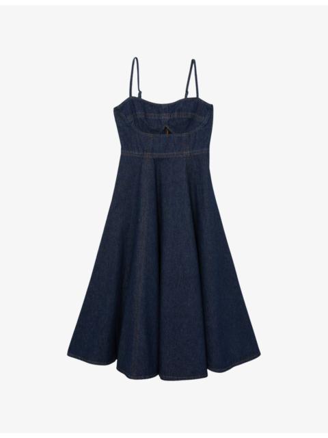 REISS Emma Sleeveless Denim Midi Dress