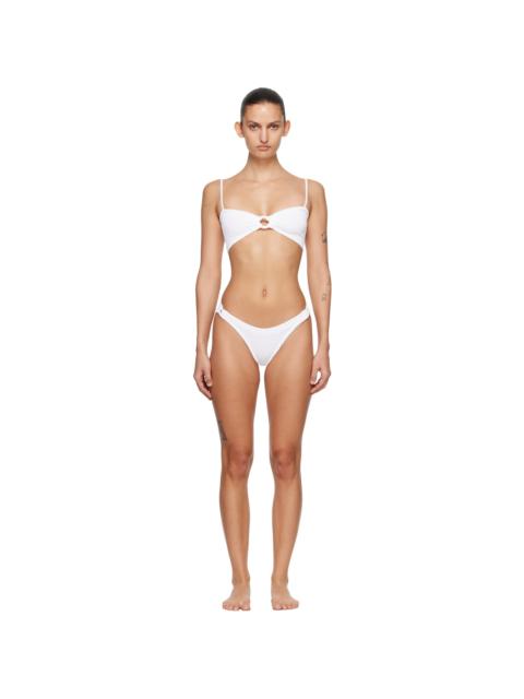Hunza G White Misty Tonal Hoop Bikini
