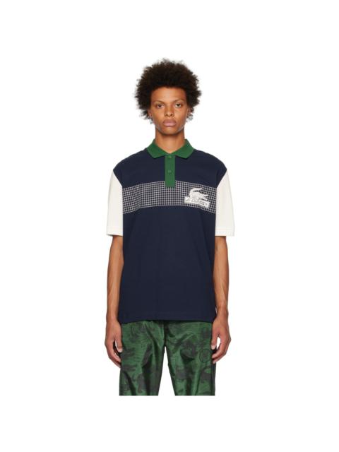 Navy & Green Loose-Fit Polo