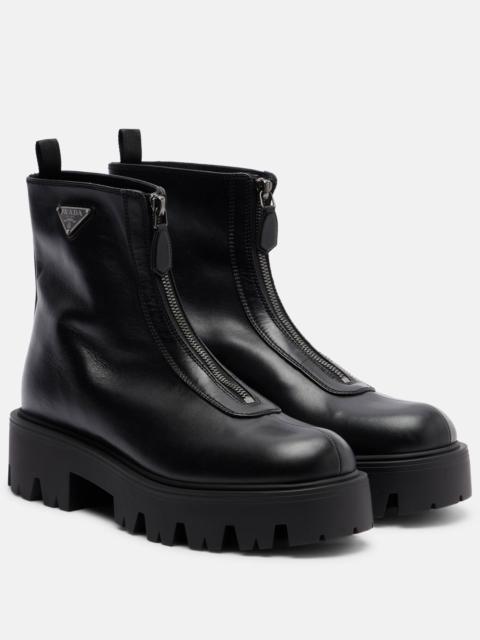 Prada Leather platform ankle boots
