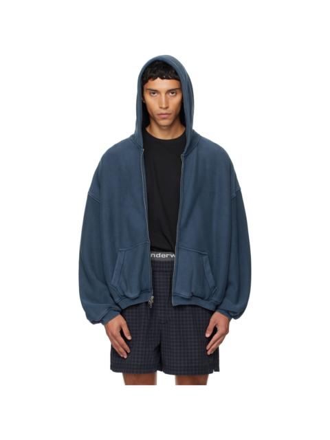 Alexander Wang Blue Graphic Logo Zip Hoodie