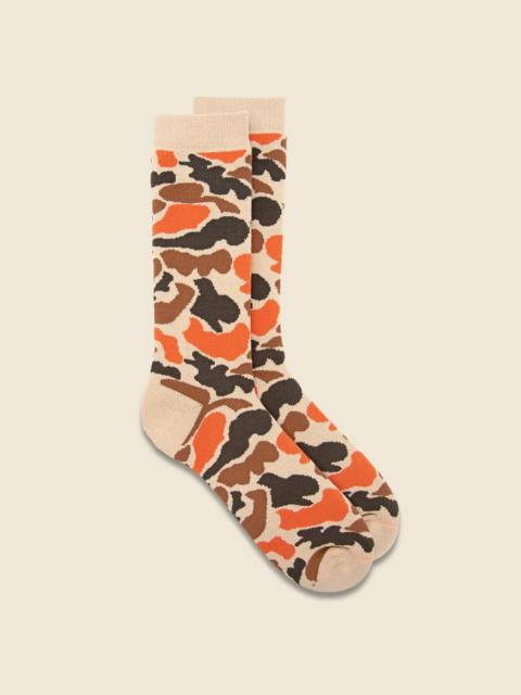 ROTOTO® Pile Camo Crew Sock - Beige/Orange