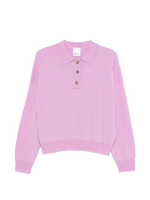 Allude button collared pullover