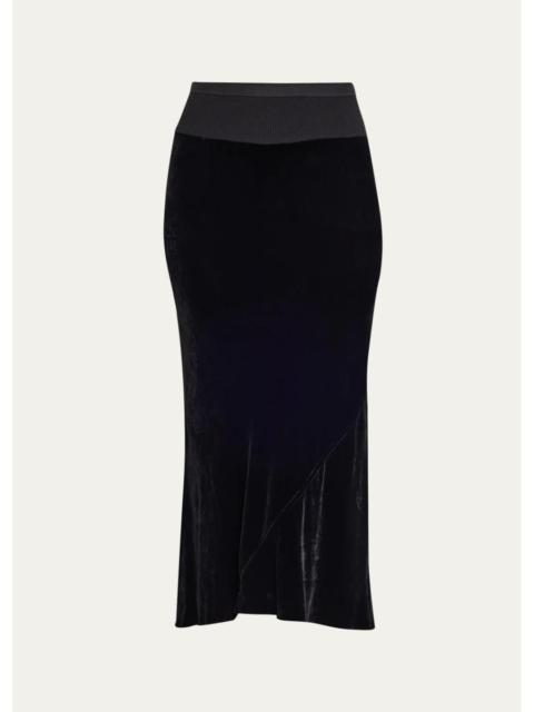 Rick Owens Velvet Bias Midi Skirt