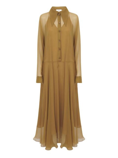 Chloé FLUID LONG SHIRT DRESS IN SILK MOUSSELINE