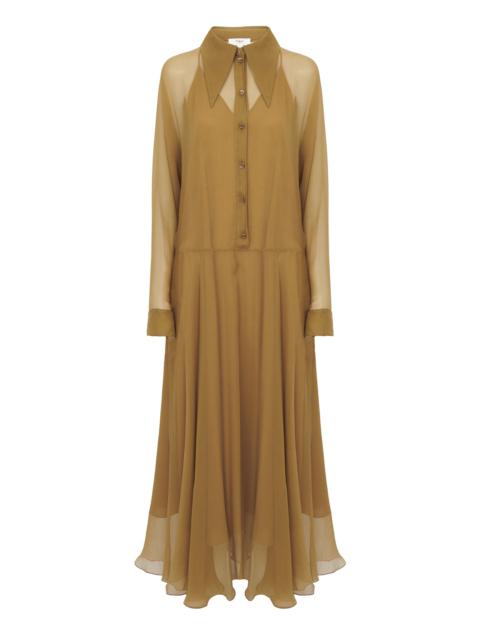 FLUID LONG SHIRT DRESS IN SILK MOUSSELINE