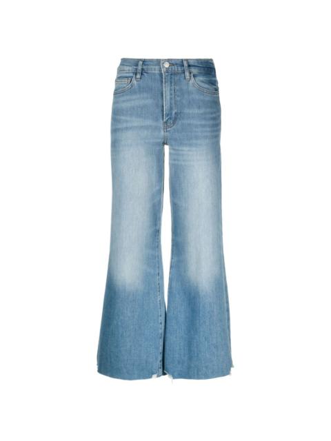 cropped wide-leg frayed jeans