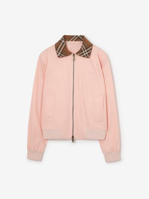 Burberry Cropped Tropical Gabardine Harrington Bomber Jacket