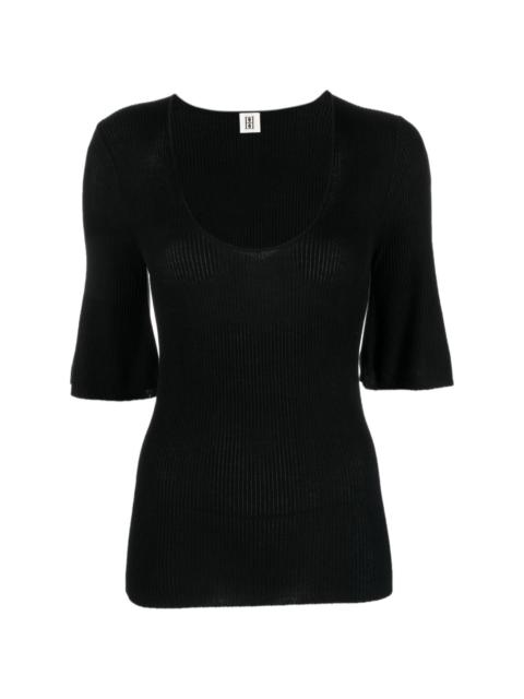BY MALENE BIRGER scoop-neck ribbed-knit T-shirt