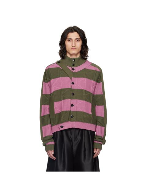 Kiko Kostadinov Pink & Khaki Merli Cardigan