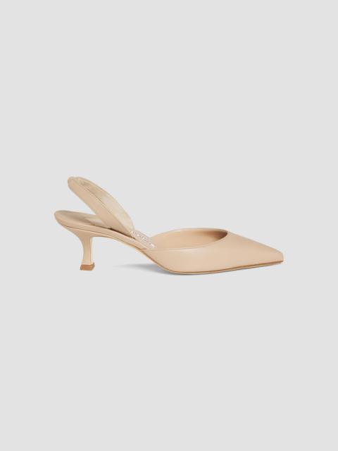 Manolo Blahnik Women's Carolyne 50MM Leather Slingback Pumps - Cream