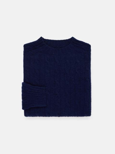 J. PRESS MADE-IN-SCOTLAND NAVY SHAGGY DOG CABLE KNIT SWEATER - CLASSIC FIT