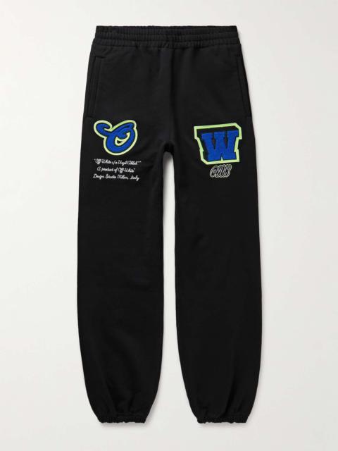 Off-White Tapered Logo-Appliquéd Embroidered Cotton-Jersey Sweatpants