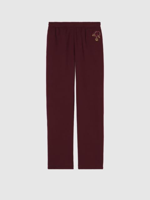 GUCCI Cotton jersey leisure pants with embroidery