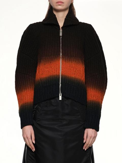 sacai Garment Dye Wool Knit Blouson in Brown