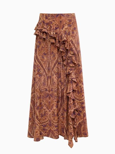 ULLA JOHNSON Riele Cascading Ruffle Silk Skirt