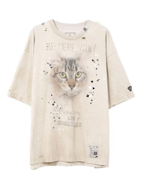 Maison MIHARAYASUHIRO cat-print distressed T-shirt