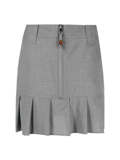 zip-up pleated mini skirt