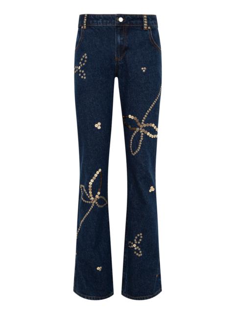 SIEDRÉS Luisa Embellished Rigid Low-Rise Straight-Leg Jeans navy