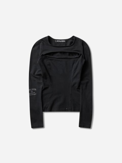 OTTOLINGER Women's Split Racerback Rib Longsleeve Top Washed Black