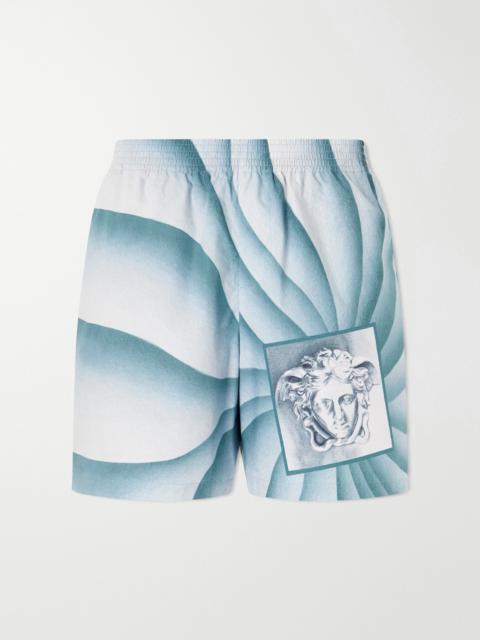 VERSACE Wide-leg Printed Cotton-Poplin Shorts
