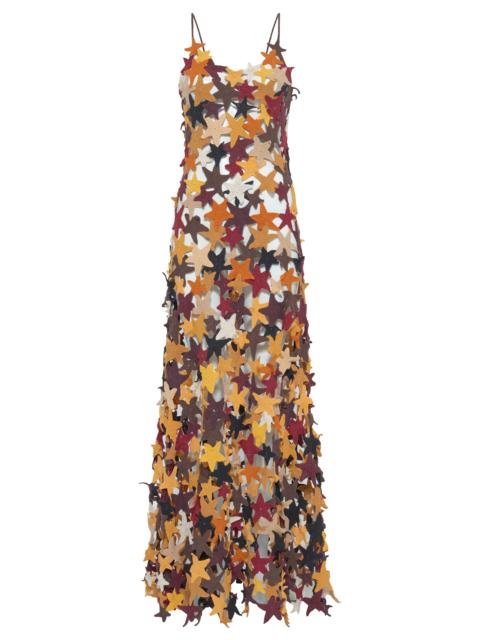 GABRIELA HEARST Yeshara Crochet Stars Maxi Slip Dress in Multi Cashmere