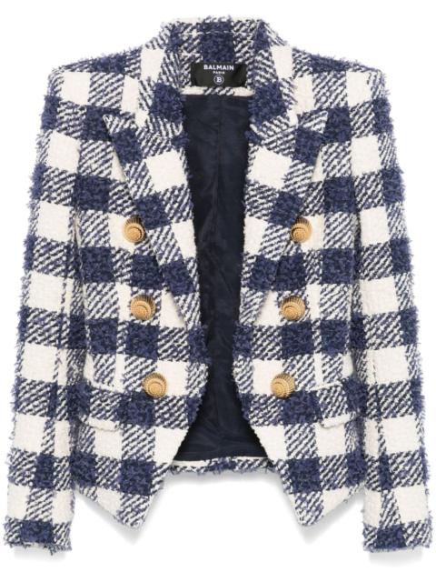Balmain gingham-check tweed blazer