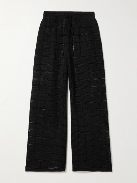 CALLE DEL MAR Pointelle-knit Wide-leg Pants