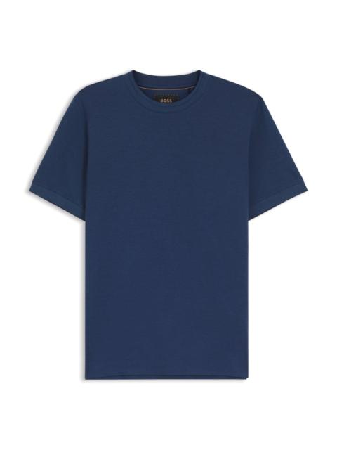 BOSS LUX COTTON T-SHIRT WITH FINE-LINE COLLAR