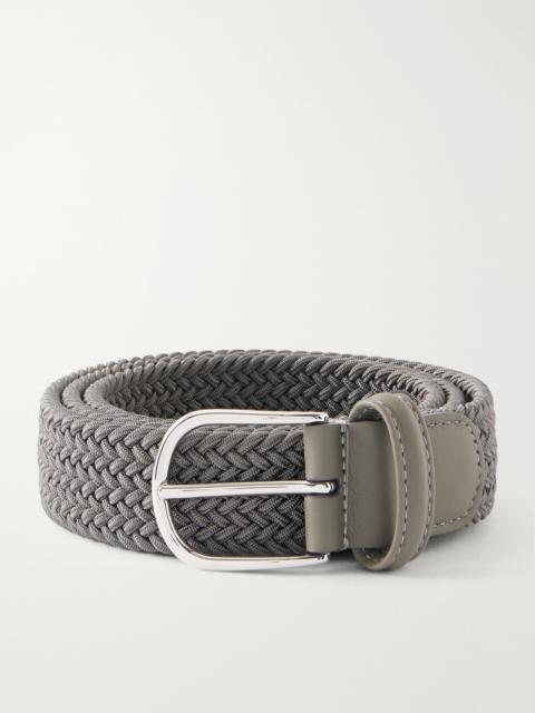 Anderson's 3.5cm Leather-Trimmed Woven Elastic Belt
