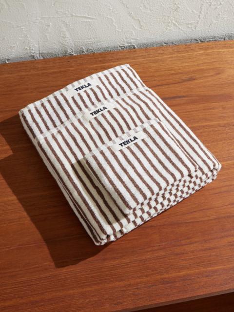 TEKLA Set of Three Logo-Appliquéd Striped Organic Cotton-Terry Towels