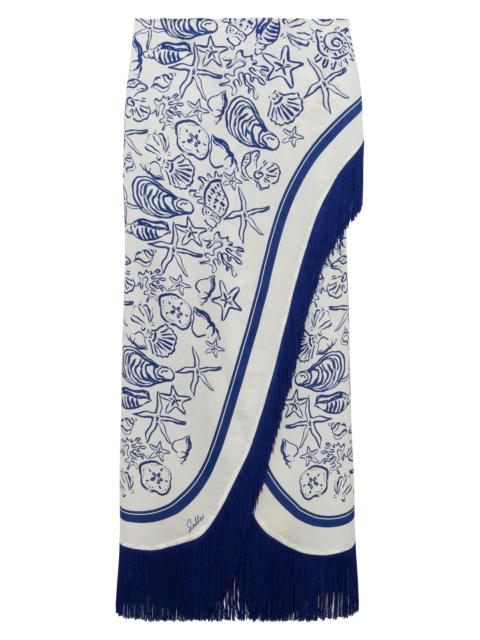 SIMKHAI Women's Russo Printed Fringe Pareo - Blueberry Multi