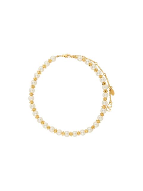 Gold Pearl VLogo Necklace