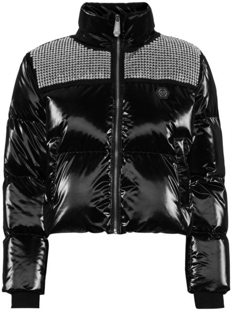 PHILIPP PLEIN crystal-embellished cropped puffer jacket