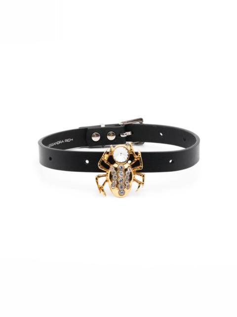 spider-motif leather bracelet