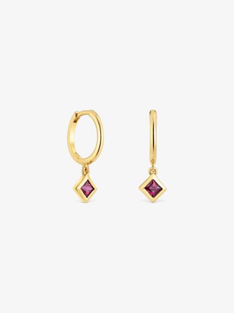 TOUS Short Hoop earrings with 18K gold vermeil and rhodolite charm TOUS Basic Colors
