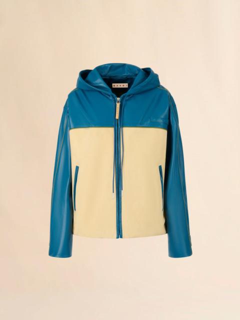 Marni TURQUOISE NAPPA LEATHER JACKET WITH SUEDE FRONT